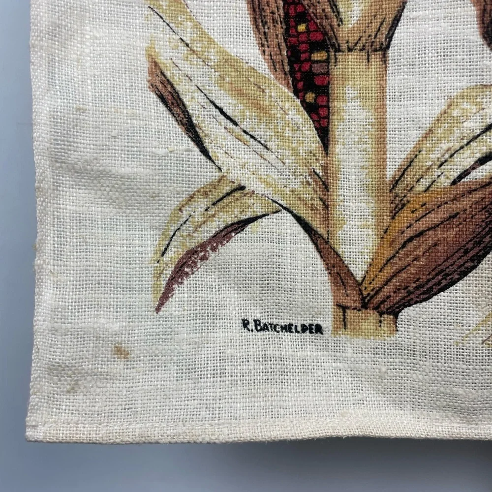 Vintage Kay Dee 1983 Batchelper Corn We Give Thanks Calendar Linen Kitchen Towel